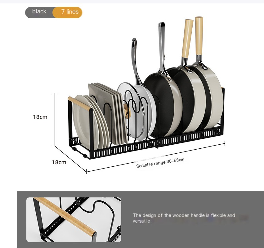 Adjustable Expandable Pot Lid & Dish Rack — Kitchen Cabinet Organizer