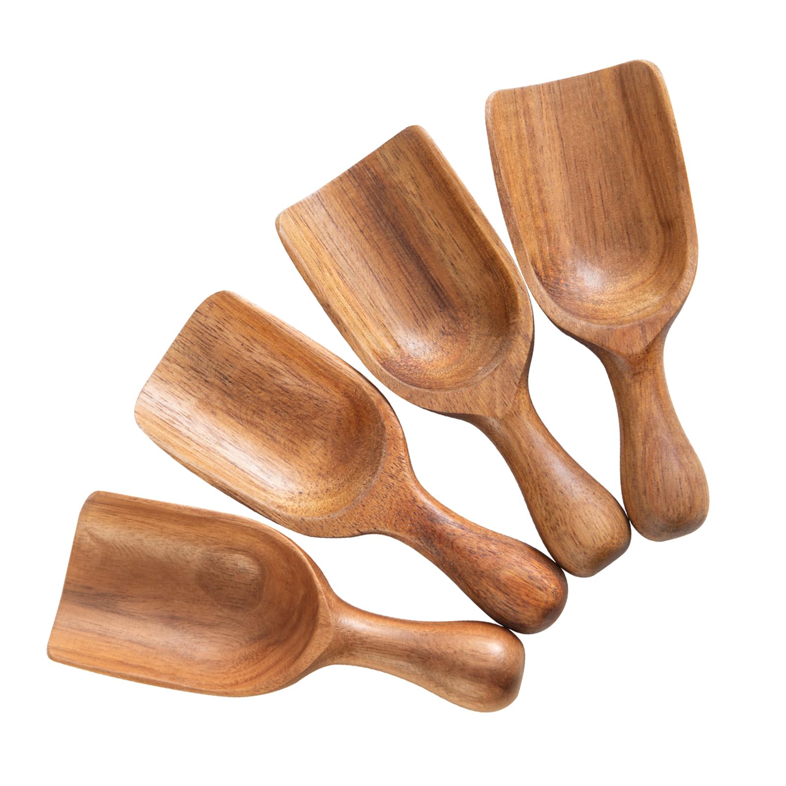 Acacia Wood Mini Scoops — Set of 4