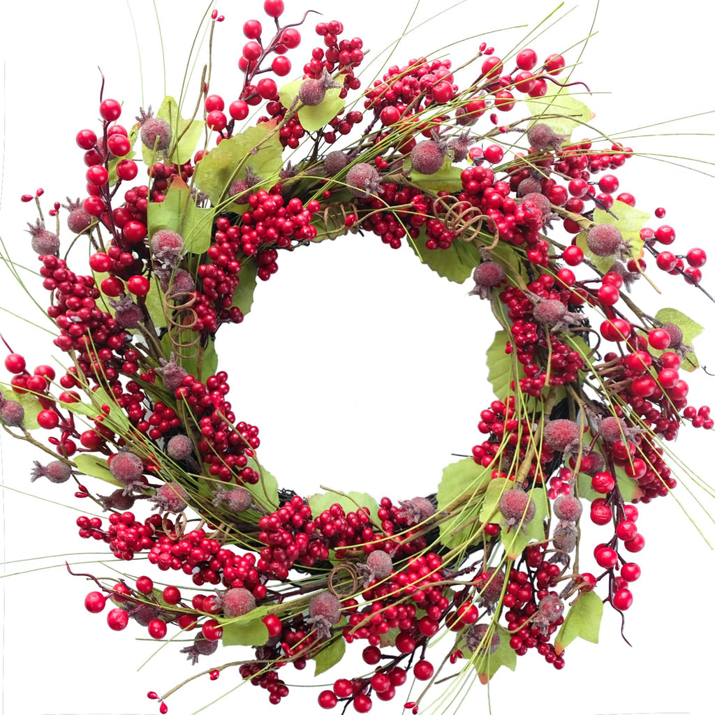 20" Christmas Wreath — Red Berry & Artificial Cypress Pine