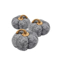 Gray Fabric Pumpkin Ornaments — Set of 3