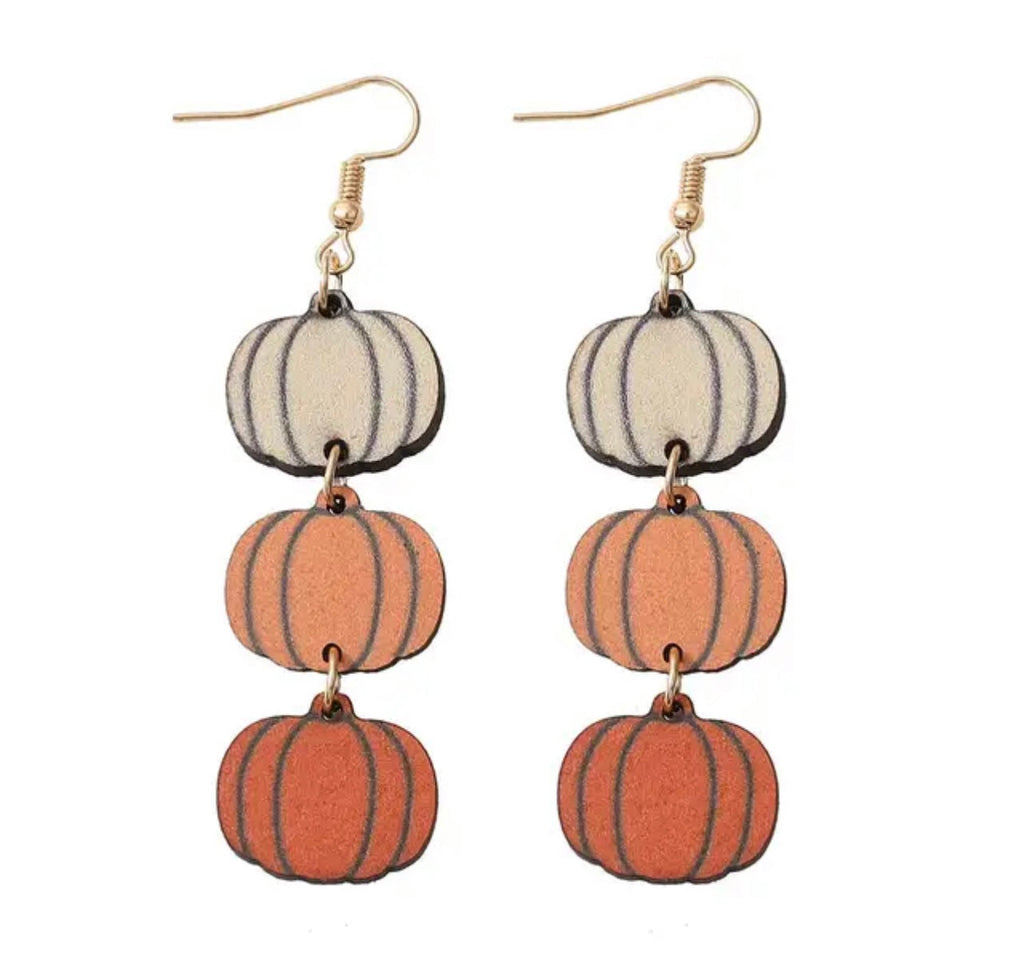 Beautiful Fall and Autumn Wooden Pumpkin Earrings