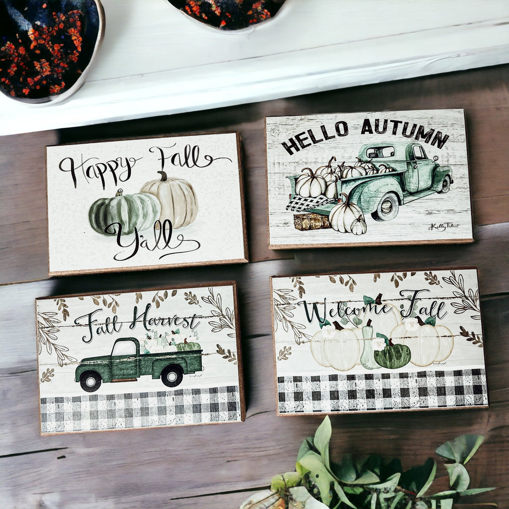 Happy Fall Y'all Wooden Sign 6x4 Pastel Farmhouse Autumn Home Decor