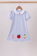 Blue School Applique Dress