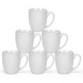 White Stoneware Coffee Mugs, Set of 6 — 16 oz Large Ceramic Cups