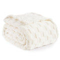 Cream Checkered Fleece Blanket — 108x90