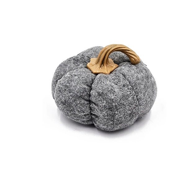 Gray Fabric Pumpkin Ornaments — Set of 3
