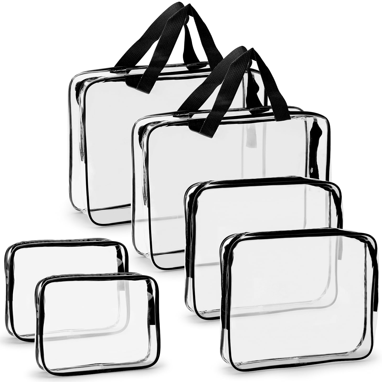 Clear Cosmetic Bags — Set of 6