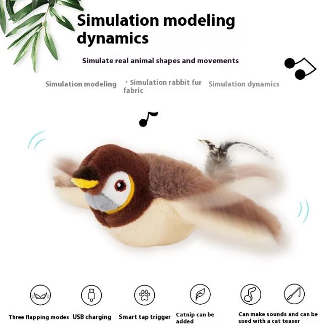 Flapping Bird Cat Toy — USB Rechargeable