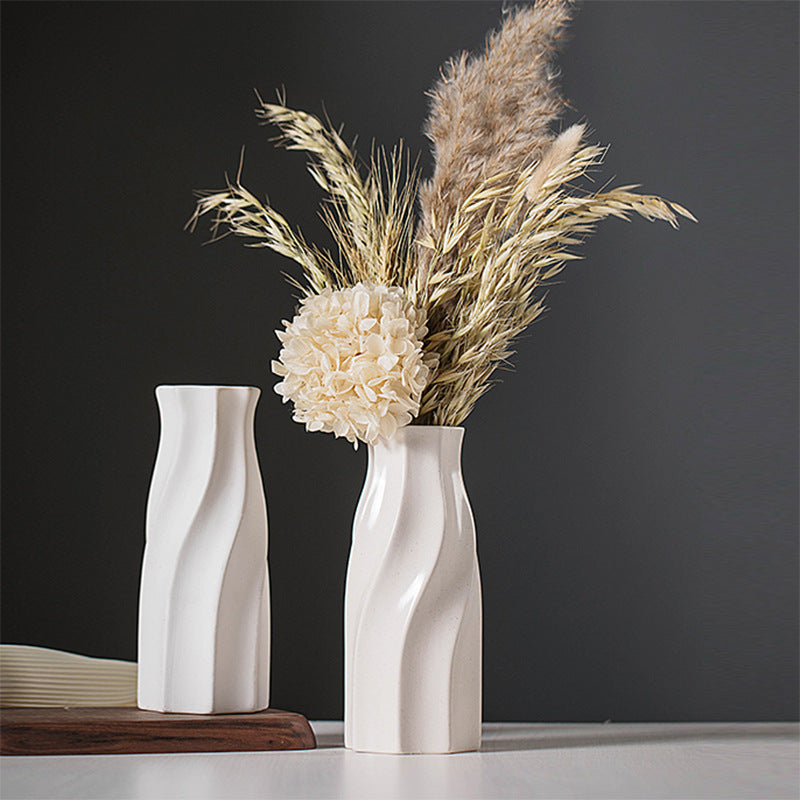 Modern Minimalist White Ceramic Flower Vase