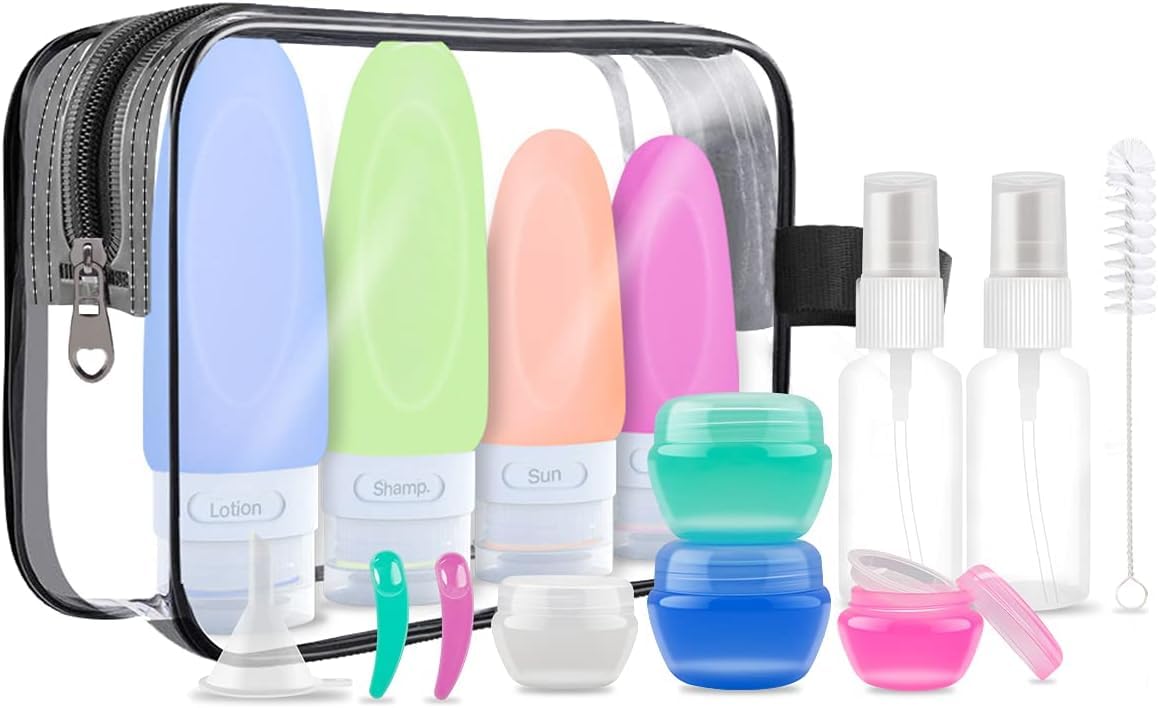 TSA-Compliant Travel Toiletry Bottle Kit — 15 Piece