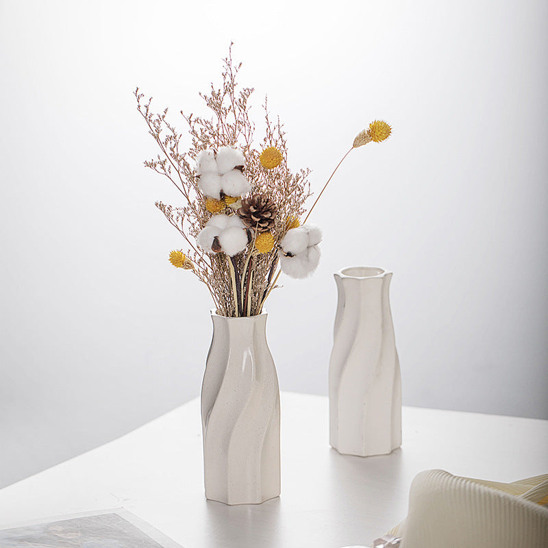 Modern Minimalist White Ceramic Flower Vase