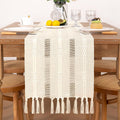 Macrame Woven Table Runner with Tassels — 13x60, Beige