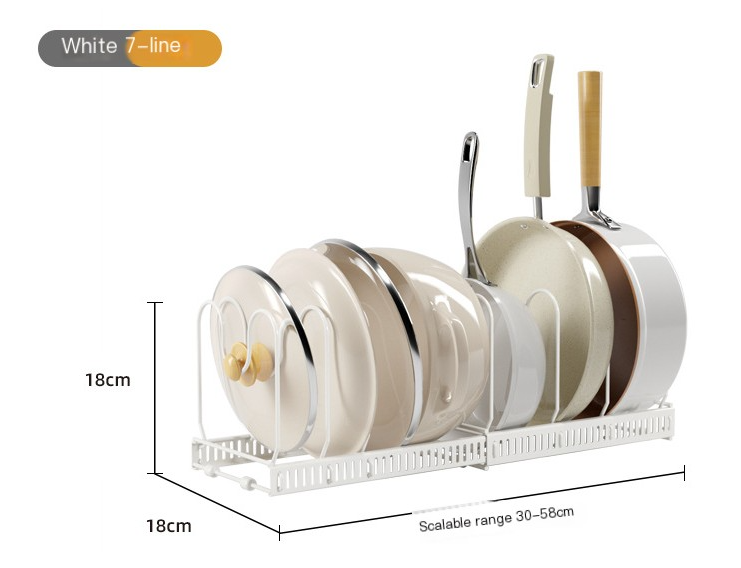 Adjustable Expandable Pot Lid & Dish Rack — Kitchen Cabinet Organizer