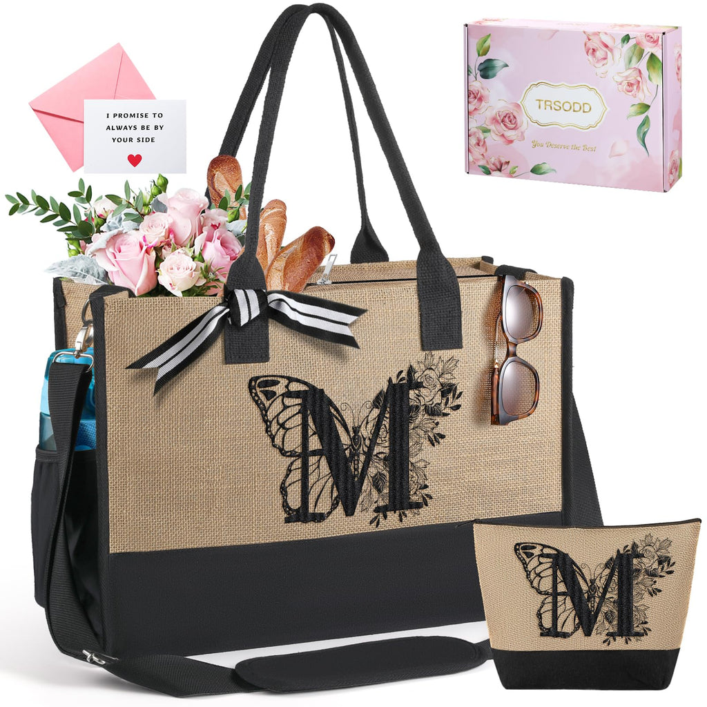 Embroidered Jute Tote Bag Gift Set for Women