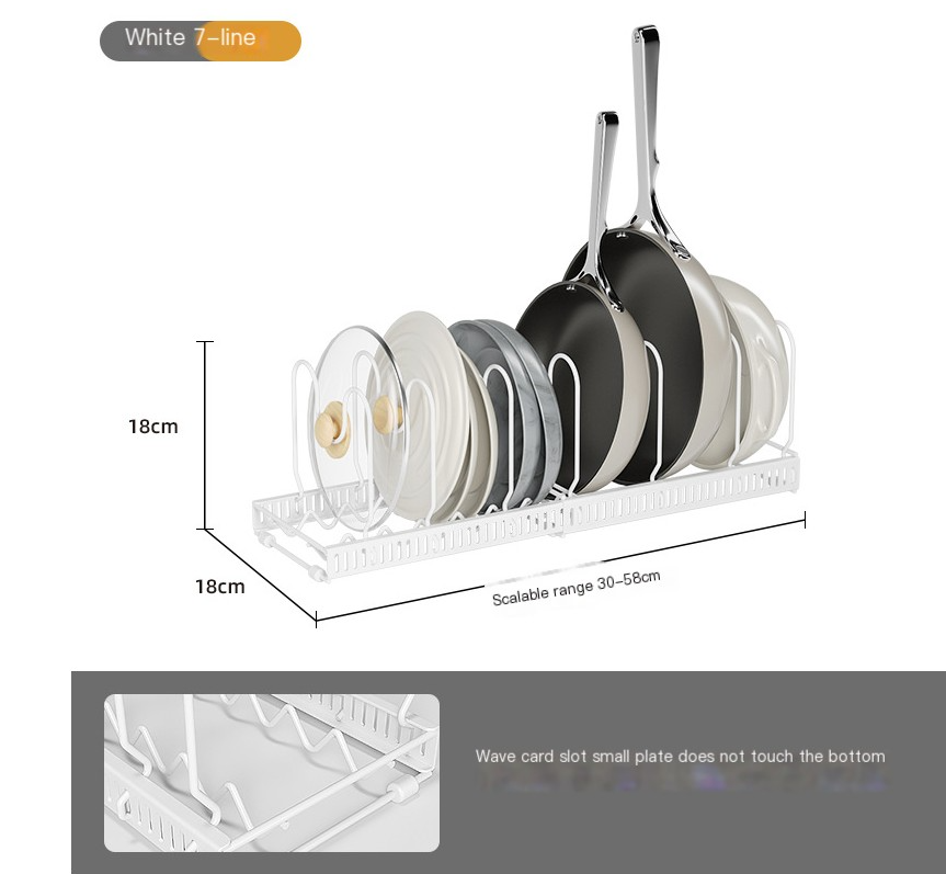 Adjustable Expandable Pot Lid & Dish Rack — Kitchen Cabinet Organizer
