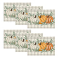 Orange Pumpkin & Eucalyptus Fall Placemats — Set of 6, 12x18