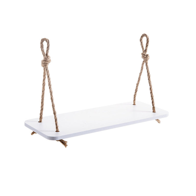Double-Layer Wall-Mounted Shelf with Jute Rope — 140cm