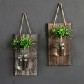 Wooden Hydroponic Glass Vase — Wall Decor