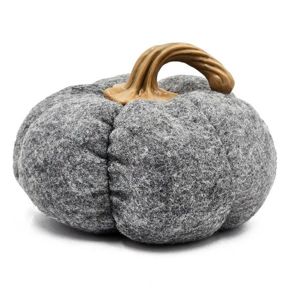 Gray Fabric Pumpkin Ornaments — Set of 3