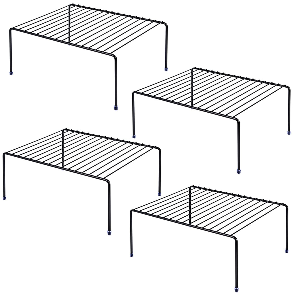 Cabinet Storage Shelf Rack — Set of 4, Black (13.1 x 10.2 Inch)