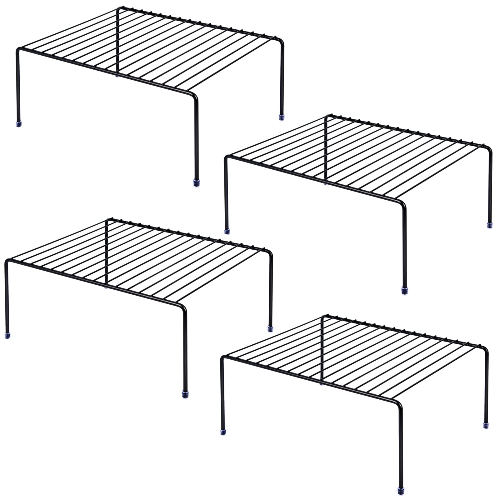 Cabinet Storage Shelf Rack — Set of 4, Black (13.1 x 10.2 Inch)