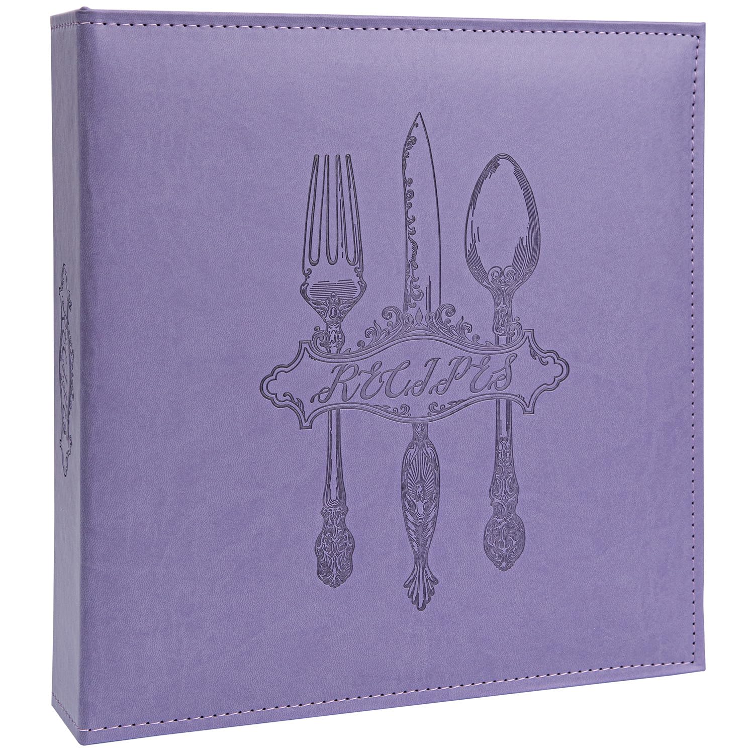 Family Recipe Binder with PU Leather Cover — Purple
