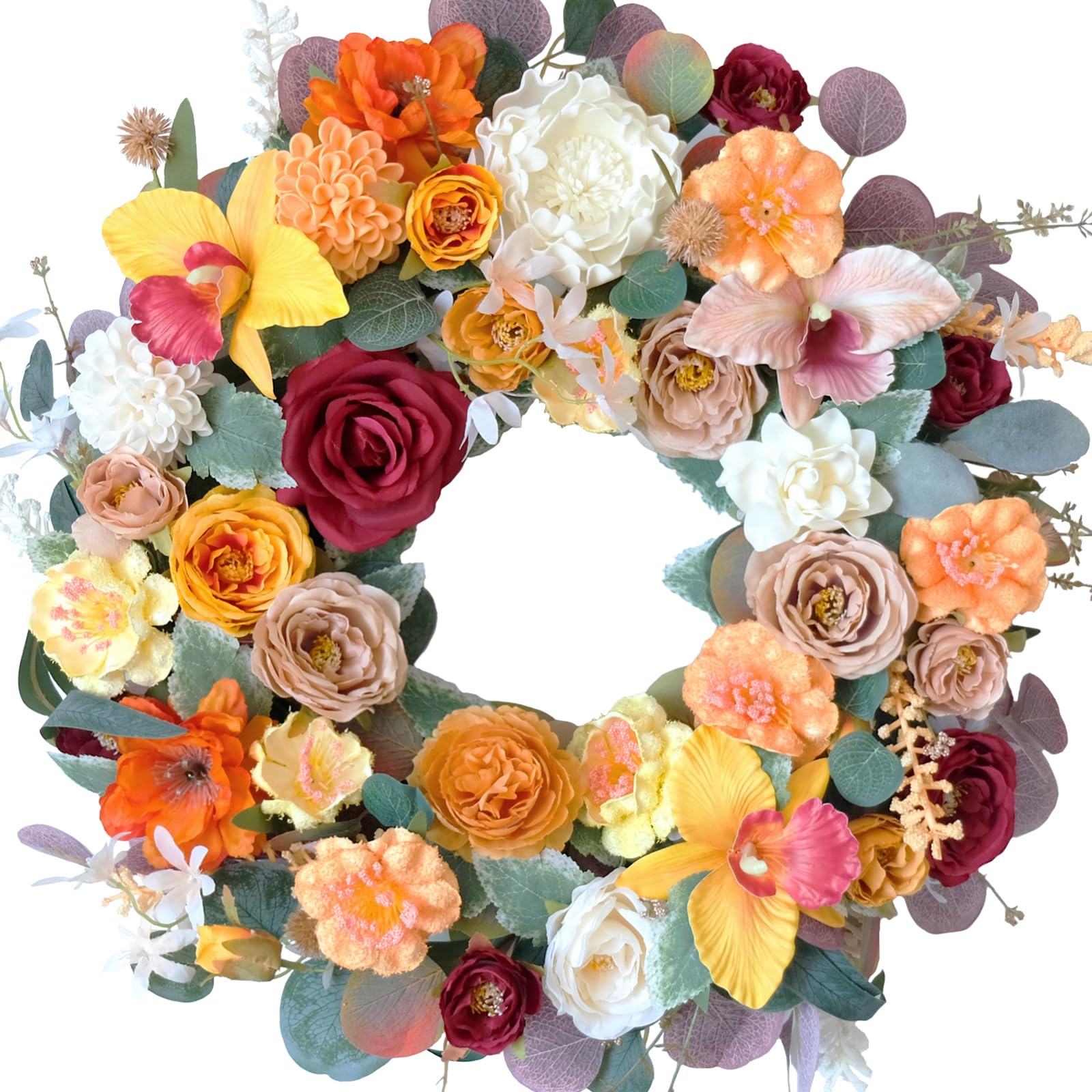 Orchid & Wildflower Eucalyptus Door Wreath
