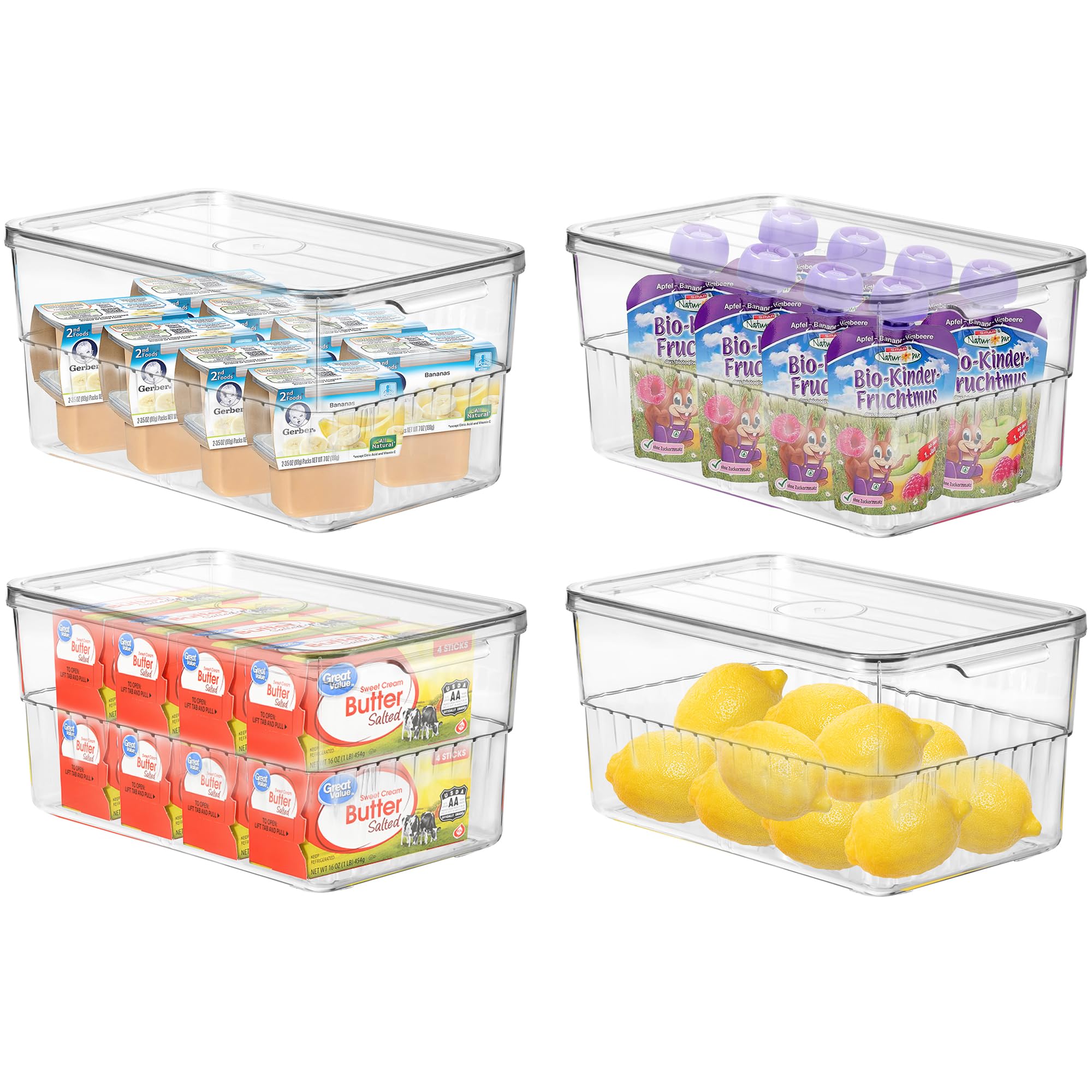 Clear Storage Bins with Lids — Set of 4