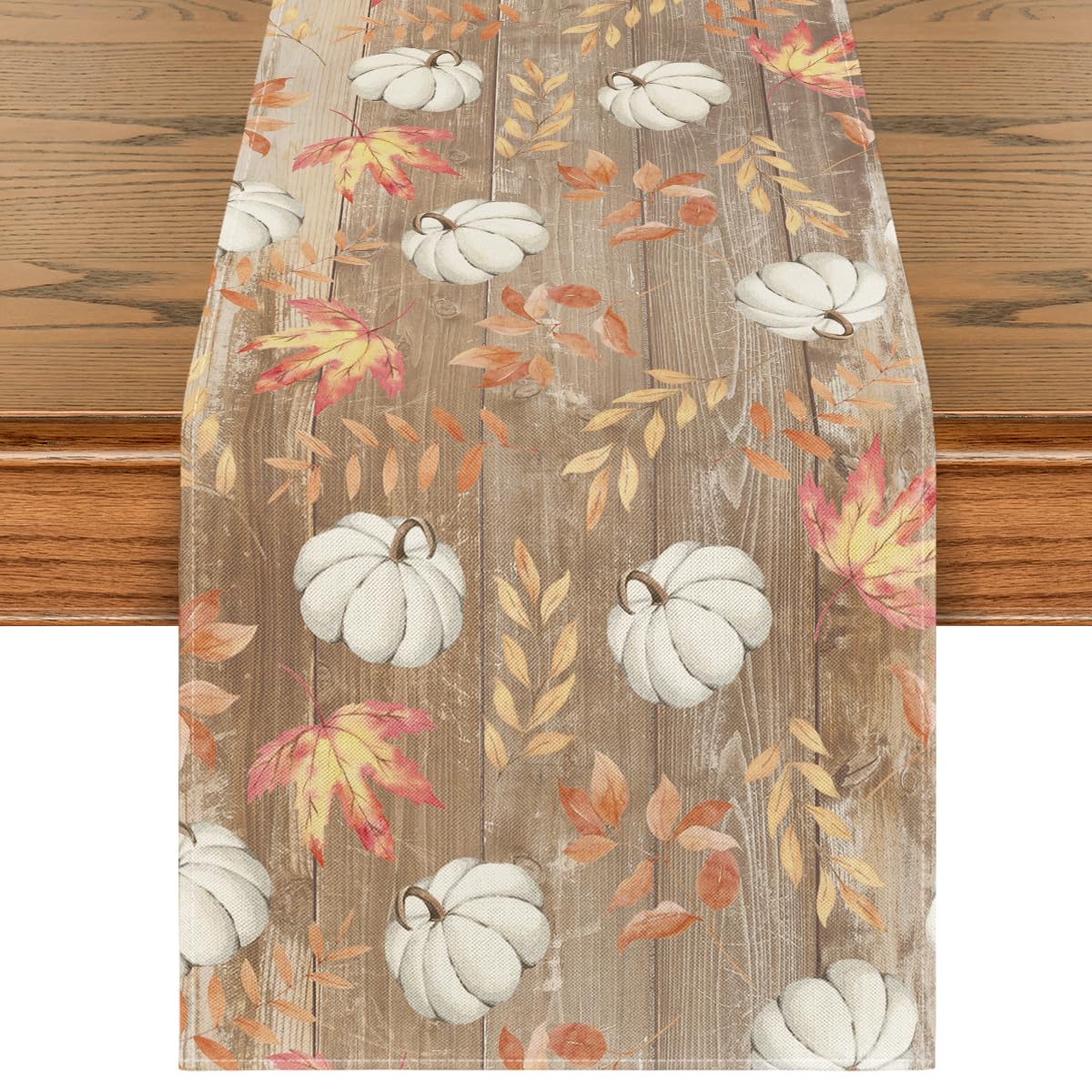 Pumpkin Maple Leaves Fall Table Runner — 13x120