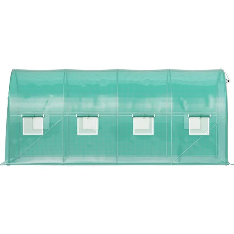 Walk-In Tunnel Greenhouse — 14.8 x 6.6 x 6.6 Ft with 8 Roll-Up Windows