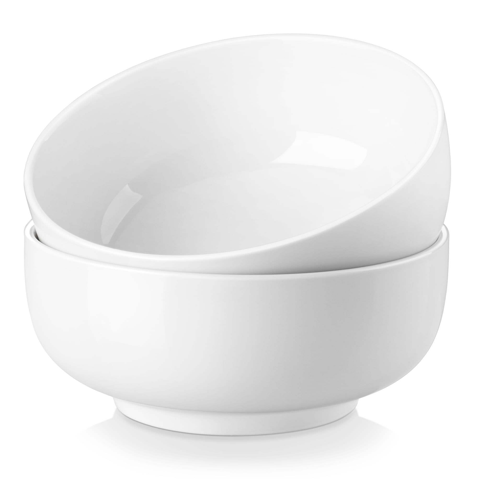 White Ceramic Soup & Salad Bowls — Set of 2, 44oz