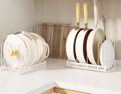 Adjustable Expandable Pot Lid & Dish Rack — Kitchen Cabinet Organizer