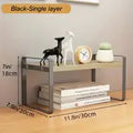 Small Tiered Wood Desk Organizer Shelf