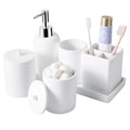 White Resin Bathroom Accessory Set — 6 Piece