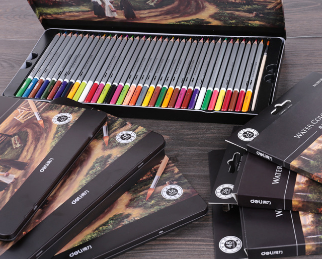 Deli Water-Soluble Colored Pencils — Metal Tin Set