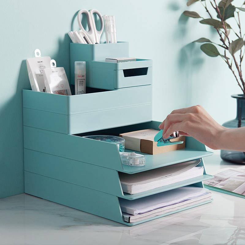Modular Plastic Desk Organizer with File Storage