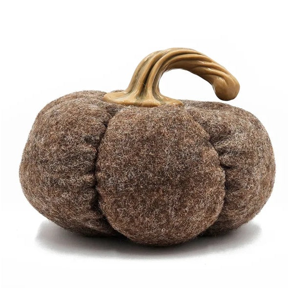 Brown Fabric Pumpkin Ornaments — Set of 3