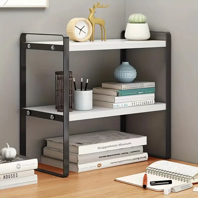 Small Tiered Wood Desk Organizer Shelf