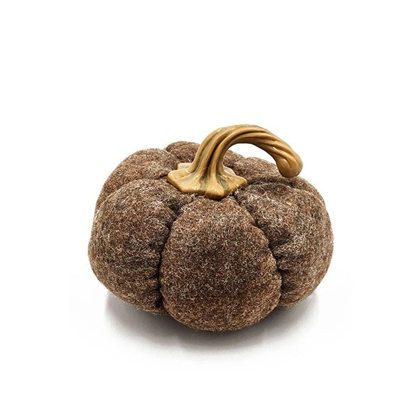 Brown Fabric Pumpkin Ornaments — Set of 3