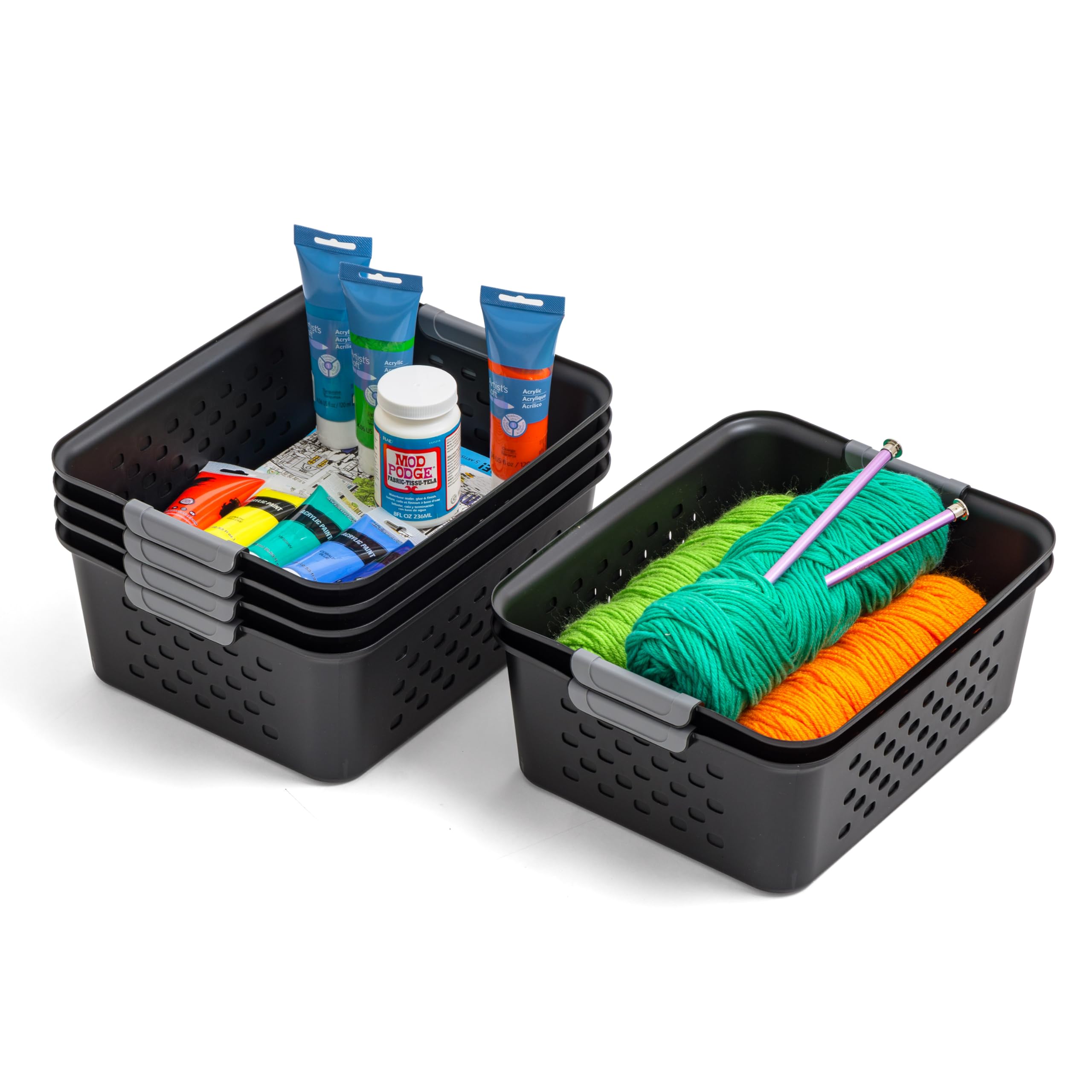 Plastic Shelf Storage Baskets — Set of 6